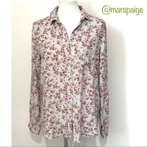 Beach Lunch Lounge Floral Button Down Top Medium